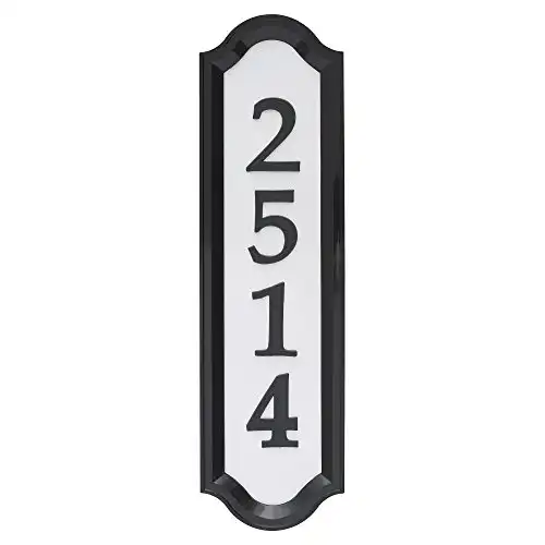 Whitehall Products Nite Bright Address Sign, 16" x 4.5", Black Numbers White Reflective Background