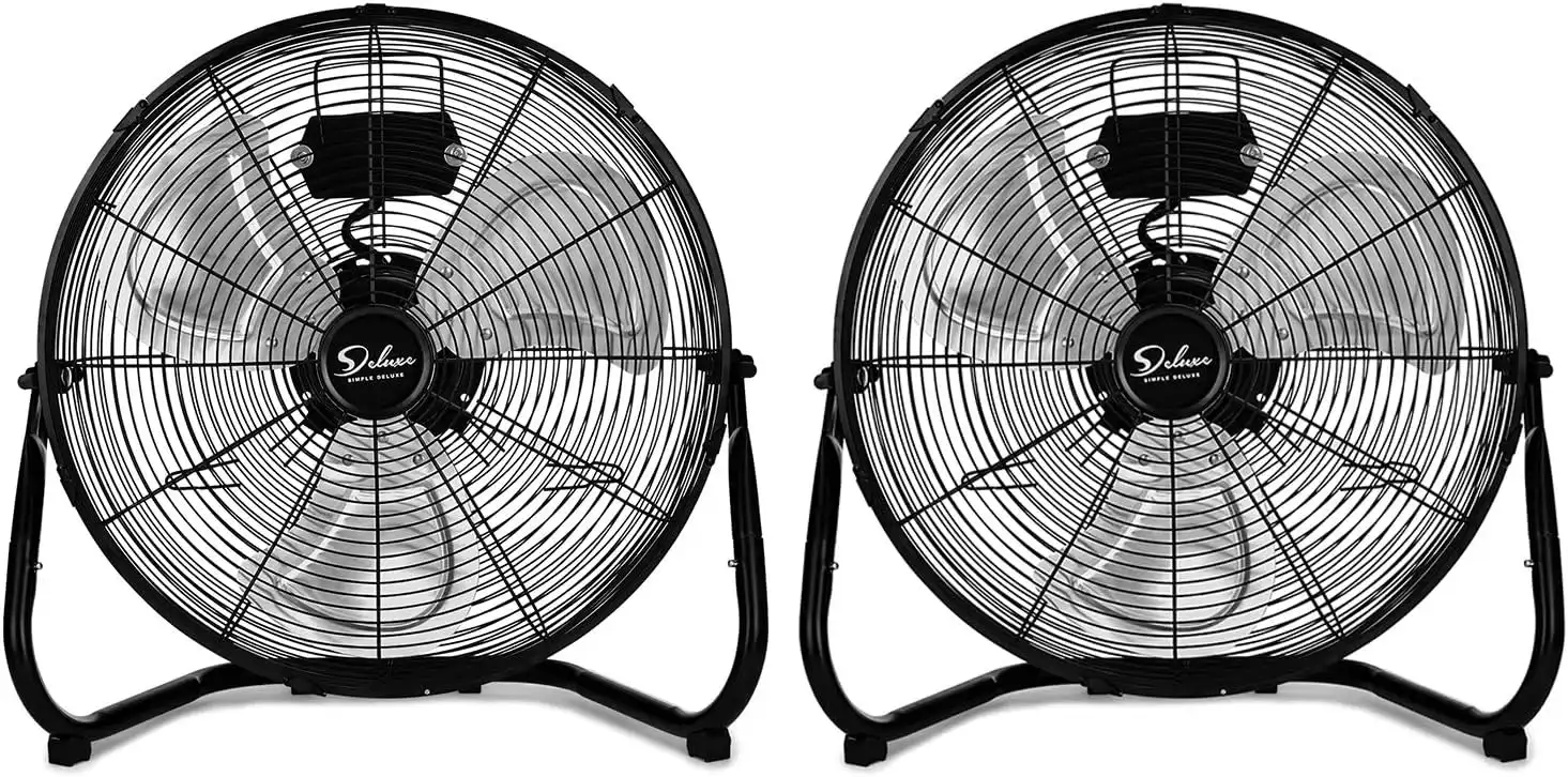 Simple Deluxe 20 Inch 3-Speed High Velocity Heavy Duty Metal Industrial Floor Fan for Warehouse,Workshop, Factory and Basement, Black